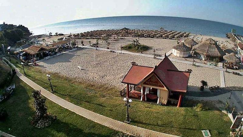 Свети Влас времето уеб камера с панорама към залив Черно море от плаж на курорта, спортни атракциони, летен бар, kamerite Free-WebCamBG