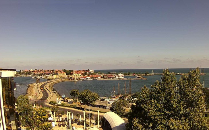 Несебър времето уеб камера панорама залив плаж Черно море, 'Стария' град, мост, 'Мелницата', порт пристанище Free-WebCamBG