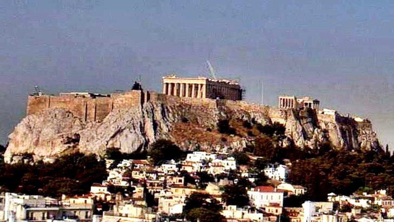 Атина (Athens) времето уеб камера Храм 'Партенон', на хълм 'Акропол', 'Акрополис', панорама, столица Гърция (Greece), kamerite Free-WebCamBG
