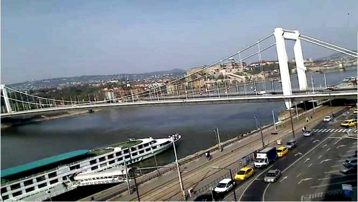 Будапеща времето уеб камера център, парламент, река Дунав, мост 'Елизабет', кей мостик, пристанище, порт, трафик улици, столица Унгария, kamerite Free-WebCamBG