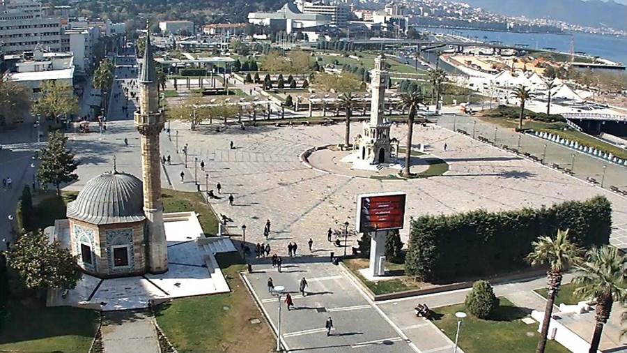 Измир Турция времето уеб камера часовникова кула, на живо панорама, площад пред конак, залив, пристанище Егейско море, live, Izmir Turkey, kamerite Free-WebCamBG