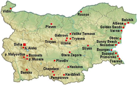 Map of webcams in Bulgaria live online video surveillance of the current weather