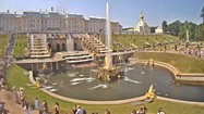 Дворцово-парков ансамбъл 'Петерхоф' ('Петергоф') времето уеб камера Големия дворец, фонтан 'Самсон', Воронихинска колонада, Русия, kamerite Free-WebCamBG