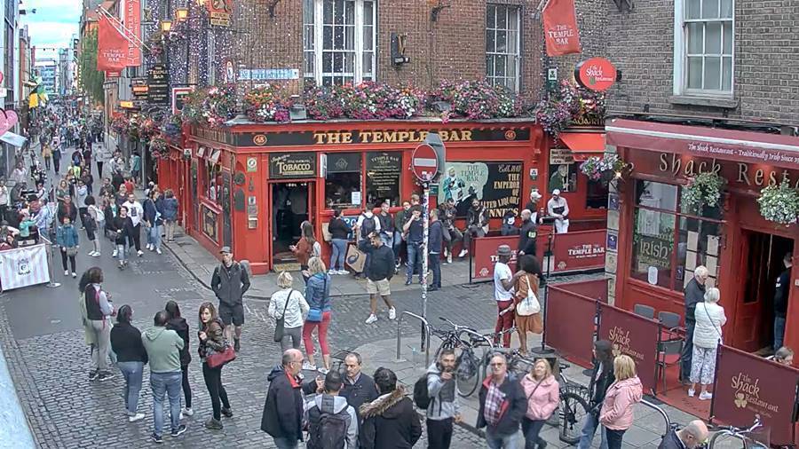 Дъблин (Dublin) времето уеб камера център, бар 'Темпъл' ('The Temple' bar & pub) до река Лифи, Ирландия (Ireland), kamerite Free-WebCamBG