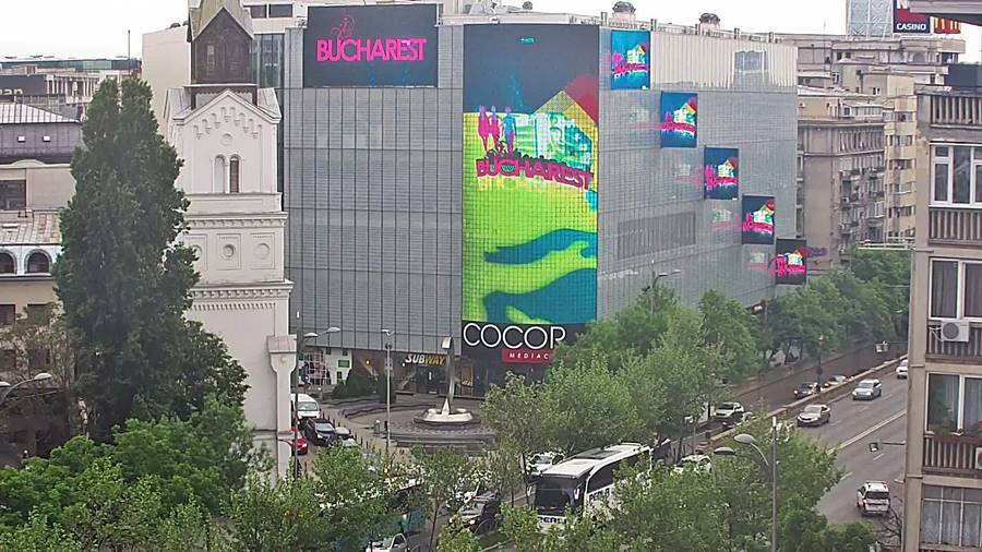 Букурещ (Bucharest) времето уеб камера център, ТЦ 'Cocor', църква 'Св. Георги', бул. 'Йон К. Братиану' ('Ion C. Bratianu' & DN6), столица Румъния, kamerite Free-WebCamBG