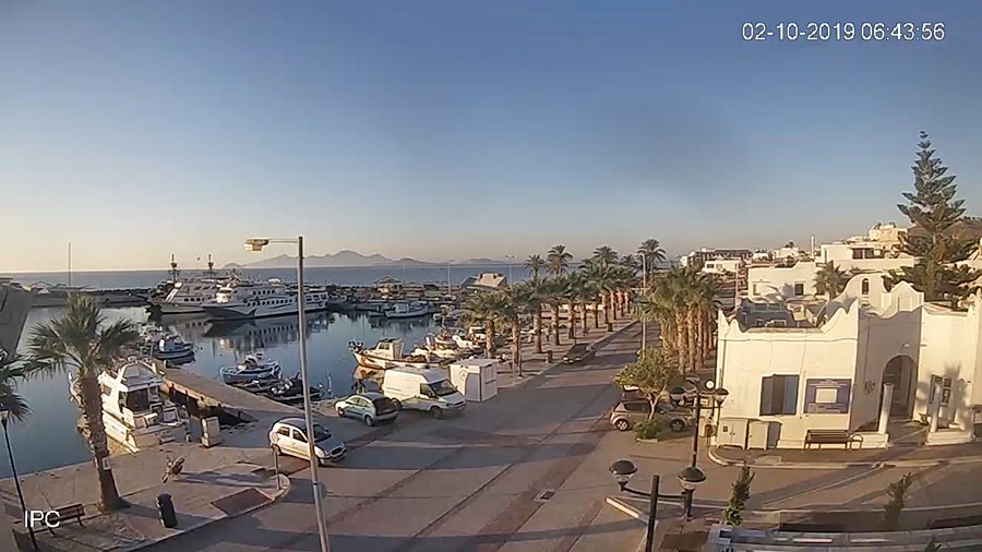 Остров Кос (Kos Island) уеб камера времето 'Крайбрежна' алея, кей туристическо пристанище 'Кардамена', порт Егейско море, Гърция (Greece), kamerite Free-WebCam